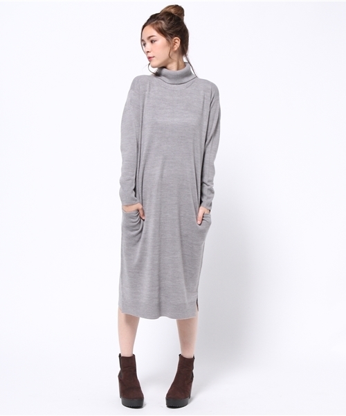 SLY（スライ）の「タートルHG LONG OP-S（ワンピース・レディース・ブラック/トップグレー/オフホワイト/ブラウン・1/2）」の3枚目の写真