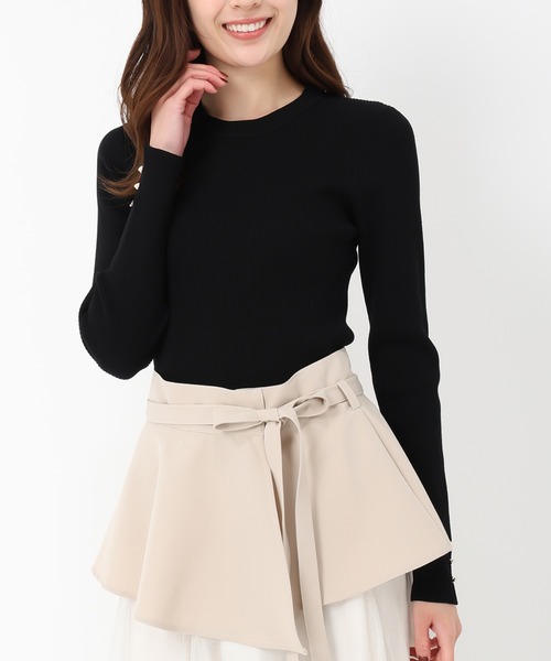 MISCH MASCH（ミッシュマッシュ）の「ハート釦リブニット（ニット/セーター・レディース・ホワイト/ライトグレー/ブルー/ホワイト×ブラック/ブラック・ﾌﾘ-）」の4枚目の写真