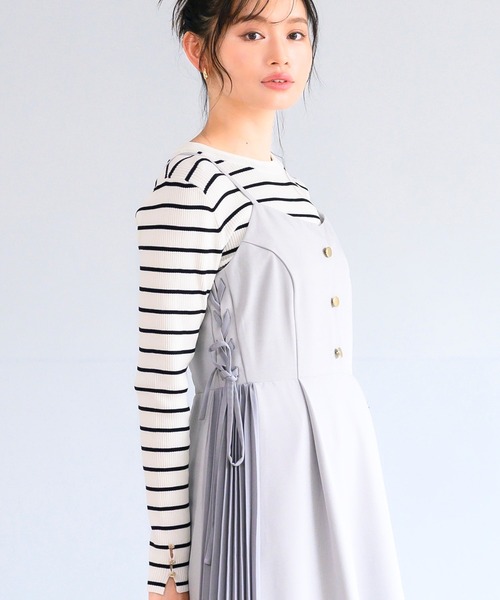 MISCH MASCH（ミッシュマッシュ）の「ハート釦リブニット（ニット/セーター・レディース・ホワイト/ライトグレー/ブルー/ホワイト×ブラック/ブラック・ﾌﾘ-）」の8枚目の写真