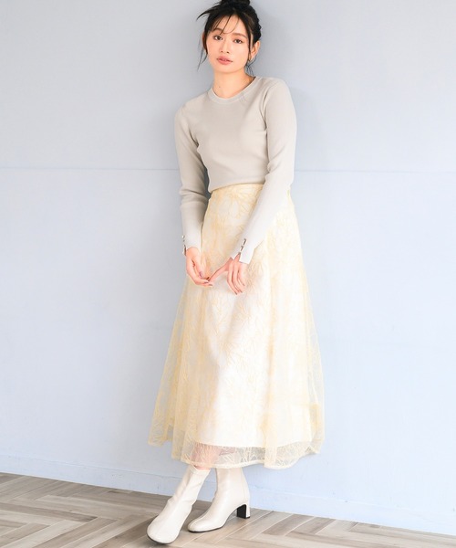 MISCH MASCH（ミッシュマッシュ）の「ハート釦リブニット（ニット/セーター・レディース・ホワイト/ライトグレー/ブルー/ホワイト×ブラック/ブラック・ﾌﾘ-）」の12枚目の写真