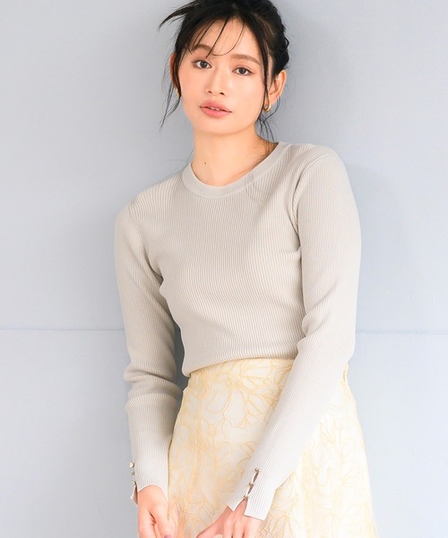 MISCH MASCH（ミッシュマッシュ）の「ハート釦リブニット（ニット/セーター・レディース・ホワイト/ライトグレー/ブルー/ホワイト×ブラック/ブラック・ﾌﾘ-）」の13枚目の写真