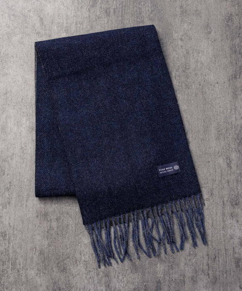 リバーシブルヘリンボーンマフラー/バイカラー/ウール100％（マフラー）｜MYSELF ABAHOUSE（マイセルフアバハウス）