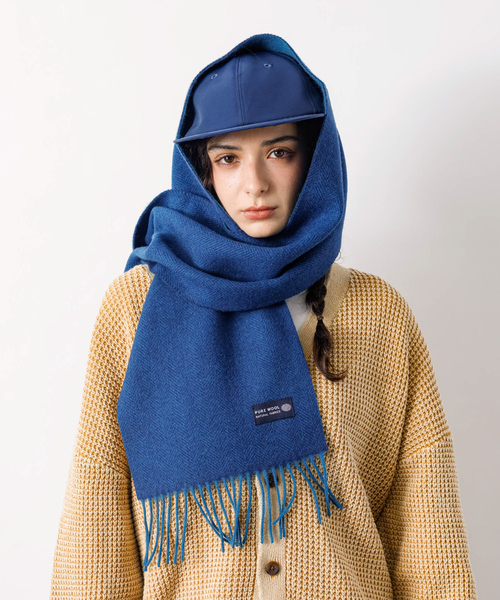 リバーシブルヘリンボーンマフラー/バイカラー/ウール100％（マフラー）｜MYSELF ABAHOUSE（マイセルフアバハウス）