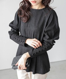 SUGAR BISKET tシャツ スカラップパールネック ティアードプル