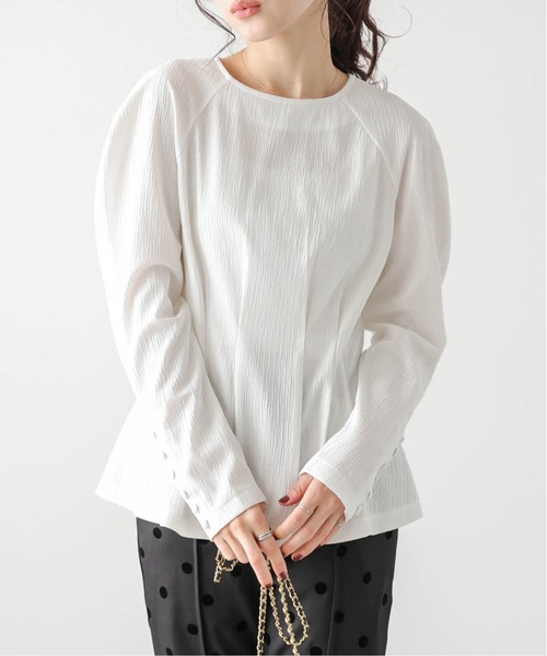 SUGAR BISKET(シュガービスケット)の「ウエストタック パフスリーブトップス(Tシャツ/カットソー・レディース・ホワイト/ブラック/ベージュ・L/M)」の4枚目の写真