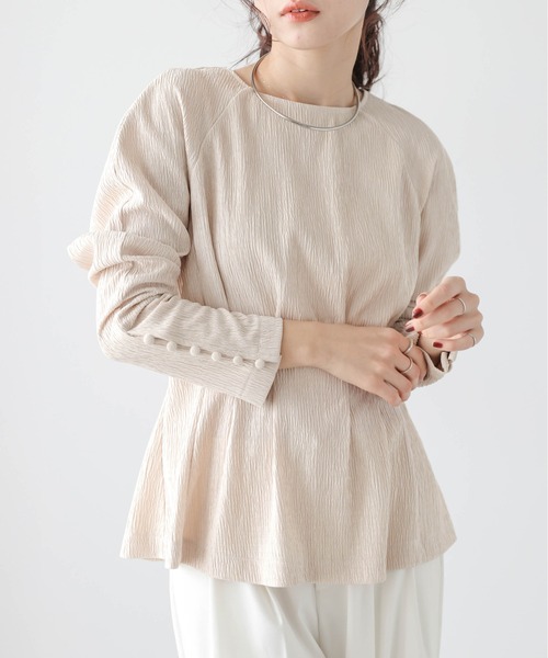 SUGAR BISKET(シュガービスケット)の「ウエストタック パフスリーブトップス(Tシャツ/カットソー・レディース・ホワイト/ブラック/ベージュ・L/M)」の9枚目の写真