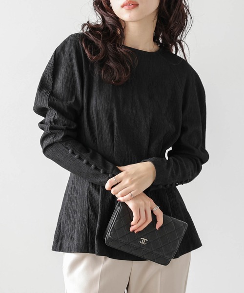 SUGAR BISKET(シュガービスケット)の「ウエストタック パフスリーブトップス(Tシャツ/カットソー・レディース・ホワイト/ブラック/ベージュ・L/M)」の13枚目の写真