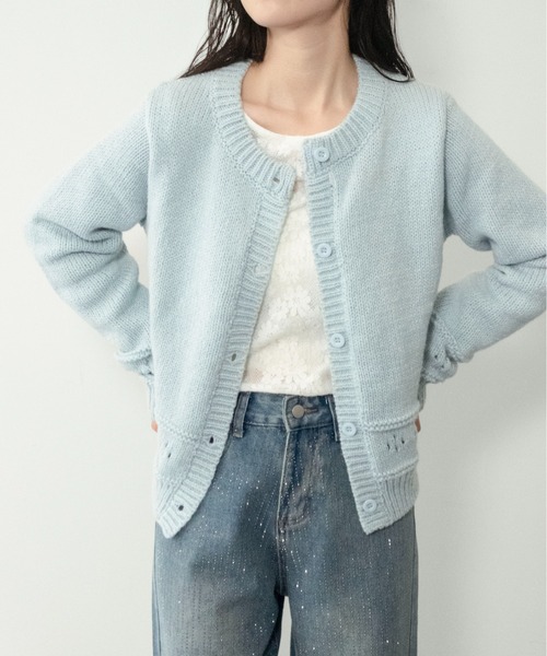 on:nue(オンニュ)の「【on:nue】パンチングニットカーディガン(カーディガン/ボレロ・レディース・アイボリー/スカイブルー・FREE)」の14枚目の写真