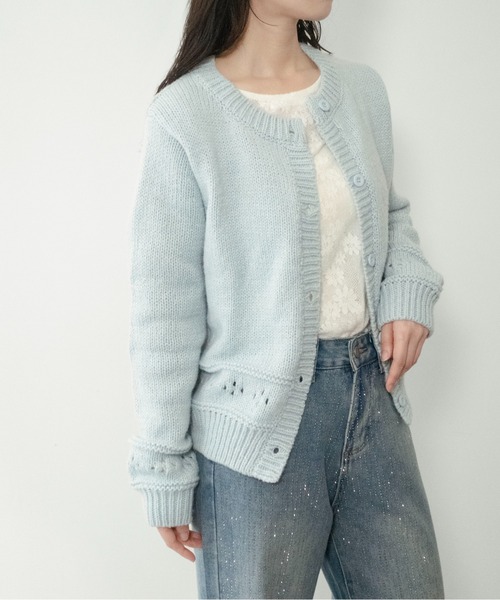 on:nue(オンニュ)の「【on:nue】パンチングニットカーディガン(カーディガン/ボレロ・レディース・アイボリー/スカイブルー・FREE)」の16枚目の写真