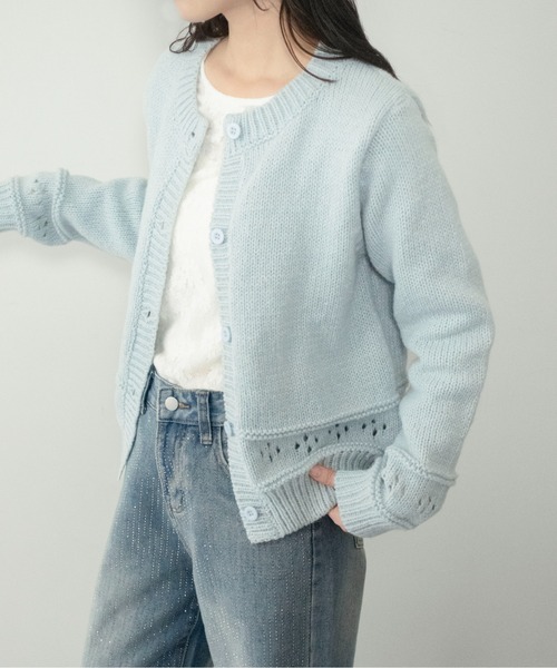 on:nue(オンニュ)の「【on:nue】パンチングニットカーディガン(カーディガン/ボレロ・レディース・アイボリー/スカイブルー・FREE)」の18枚目の写真