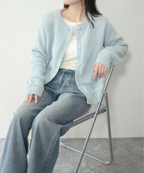 on:nue(オンニュ)の「【on:nue】パンチングニットカーディガン(カーディガン/ボレロ・レディース・アイボリー/スカイブルー・FREE)」の19枚目の写真