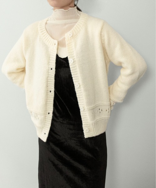 on:nue(オンニュ)の「【on:nue】パンチングニットカーディガン(カーディガン/ボレロ・レディース・アイボリー/スカイブルー・FREE)」の10枚目の写真
