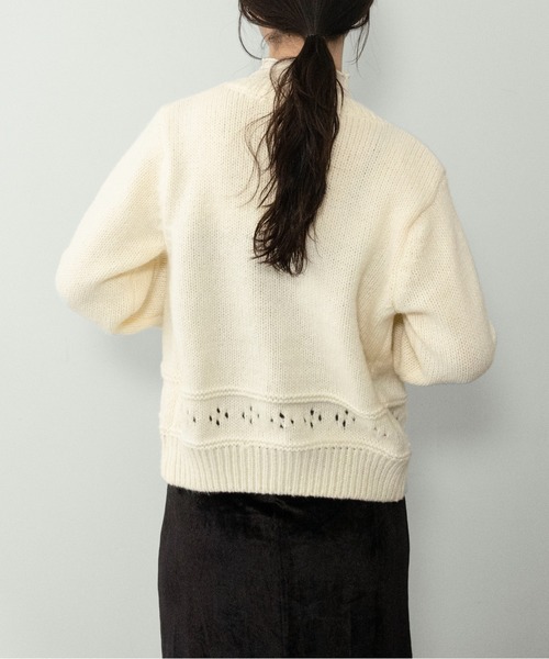 on:nue(オンニュ)の「【on:nue】パンチングニットカーディガン(カーディガン/ボレロ・レディース・アイボリー/スカイブルー・FREE)」の12枚目の写真