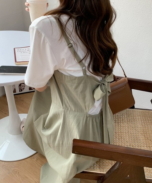 ABITOKYO(アビトーキョー)の「麻混バックリボンキャミワンピース(ワンピース・レディース・ベージュ/ネイビー/ブラック/カーキ/チャコールグレー・M/L/XL)」の4枚目の写真