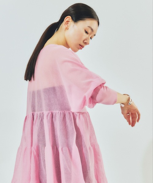 Curensology(カレンソロジー)の「Curensology(カレンソロジー)/シアーティアードニットプルオーバー(ニット/セーター・レディース・ピンク/ブラック/ベージュ/ネイビー・FREE)」の17枚目の写真