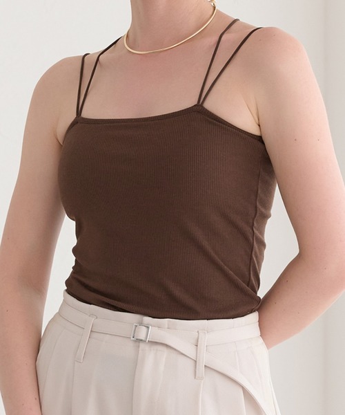 raffime（ラフィミー）の「丈アソートダブルストラップカップ付きキャミソール（キャミソール・レディース・アイボリー/ブラック系その他/モカ/ホワイト系その他2/ブラウン系その他/ブラック/グレー/ダークブラウン・フリー）」の6枚目の写真