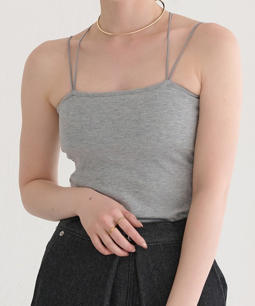 raffime（ラフィミー）の「丈アソートダブルストラップカップ付きキャミソール（キャミソール・レディース・アイボリー/ブラック系その他/モカ/ホワイト系その他2/ブラウン系その他/ブラック/グレー/ダークブラウン・フリー）」の5枚目の写真