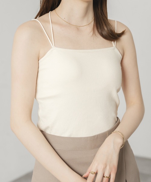 raffime(ラフィミー)の「丈アソートダブルストラップカップ付きキャミソール(キャミソール・レディース・アイボリー/ブラック系その他/モカ/ホワイト系その他2/ブラウン系その他/ブラック・フリー)」の1枚目の写真