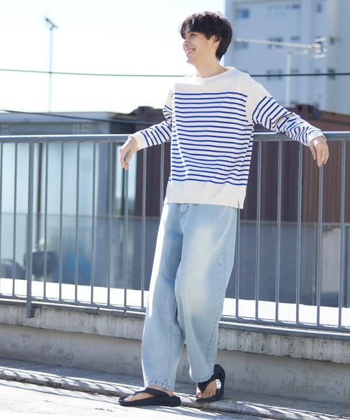 coca（coca）（コカ）の「ヘビーウェイトパネルボーダーボートネックロングTシャツ（Tシャツ/カットソー・メンズ・ネイビー/アイボリー・XL/L/M）」の11枚目の写真