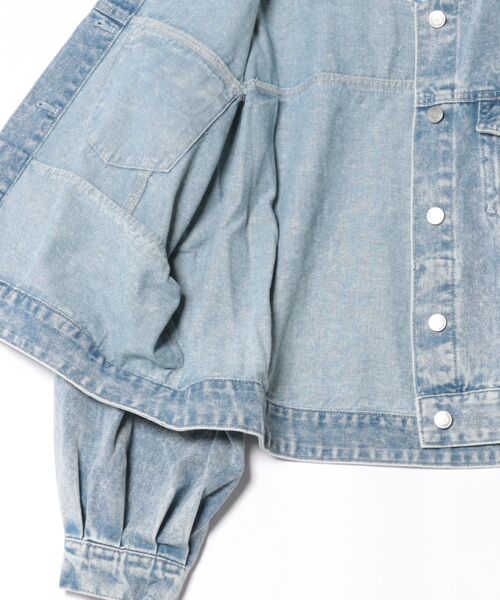 Social GIRL（ソーシャルガール）の「ボリューム袖 ショート丈 カットオフ ノーカラーデニムジャケット Gジャン（デニムジャケット・レディース・ブラック/ライトブルー/ブルー・M/L）」の8枚目の写真