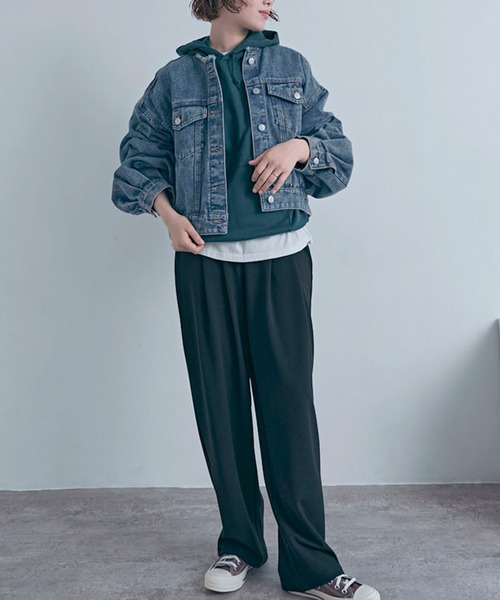 Social GIRL（ソーシャルガール）の「ボリューム袖 ショート丈 カットオフ ノーカラーデニムジャケット Gジャン（デニムジャケット・レディース・ブラック/ライトブルー/ブルー・M/L）」の19枚目の写真