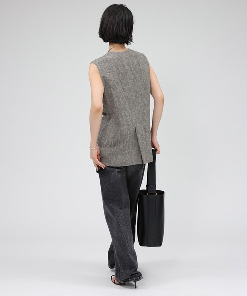 BABYLONE（バビロン）の「クレープリネンチェックベスト（ベスト・レディース・ブラック・フリー）」の12枚目の写真