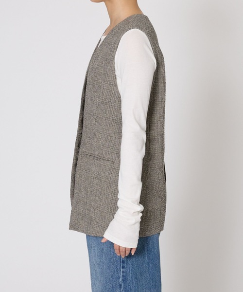 BABYLONE（バビロン）の「クレープリネンチェックベスト（ベスト・レディース・ブラック・フリー）」の15枚目の写真