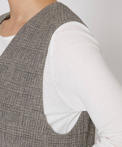 BABYLONE（バビロン）の「クレープリネンチェックベスト（ベスト・レディース・ブラック・フリー）」の20枚目の写真