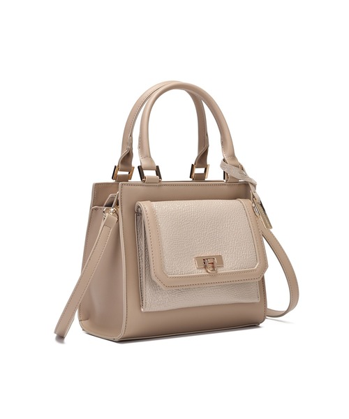 MERCURYDUO（マーキュリーデュオ）の「【MERCURYDUO/マーキュリーデュオ】メタリッククラック調型押し フラップハンドバッグ（ハンドバッグ・レディース・グレイッシュベージュ/アイボリー/ブラック・FREE）」の7枚目の写真