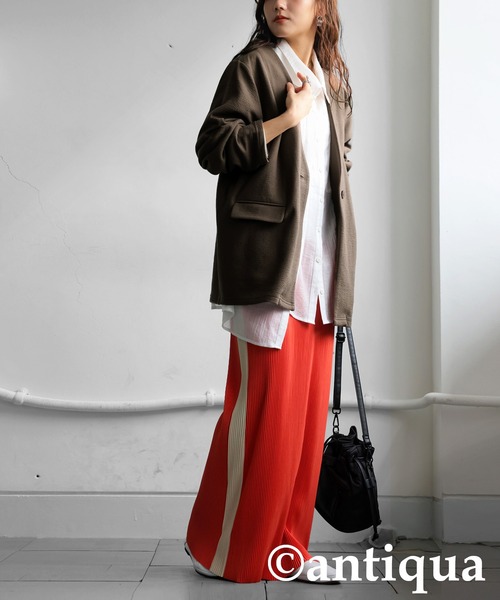 antiqua(アンティカ)の「ポンチノーカラージャケット(その他アウター・レディース・ブラウン系その他/ブラック・ONESIZE)」の11枚目の写真