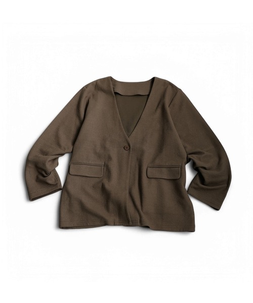 antiqua(アンティカ)の「ポンチノーカラージャケット(その他アウター・レディース・ブラウン系その他/ブラック・ONESIZE)」の14枚目の写真
