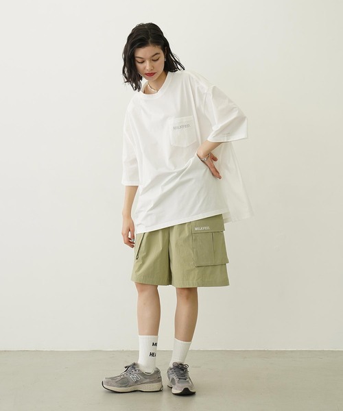 Ocean Pacific（オーシャンパシフィック）の「MILKFED. ×OP RASH GUARD POCKET TEE（ラッシュガード・レディース・ホワイト/ブラック/ネイビー・ONE SIZE）」の4枚目の写真