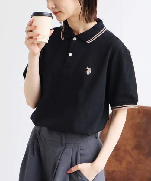 U.S. POLO ASSN.(ユーエスポロアッスン)の「【U.S. POLO ASSN./ユーエスポロアッスン】ワンポイントポニー刺繍 リブライン 綿100% 鹿の子 半袖ポロシャツ(ポロシャツ・メンズ・ダークブラウン/ネイビー/グリーン/アイボリー/ブラック×ホワイト/ブルーグレー/キャメル/ブラック×ゴールド/サーモンピンク/スミクロ/ブラック×カーキ/ブラック系1/ネイビー系1/グレー・M/L/XL/S)」の6枚目の写真