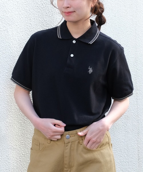 U.S. POLO ASSN.(ユーエスポロアッスン)の「【U.S. POLO ASSN./ユーエスポロアッスン】ワンポイントポニー刺繍 リブライン 綿100% 鹿の子 半袖ポロシャツ(ポロシャツ・メンズ・ダークブラウン/ネイビー/グリーン/アイボリー/ブラック×ホワイト/ブルーグレー/キャメル/ブラック×ゴールド/サーモンピンク/スミクロ/ブラック×カーキ/ブラック系1/ネイビー系1/グレー・M/L/XL/S)」の5枚目の写真