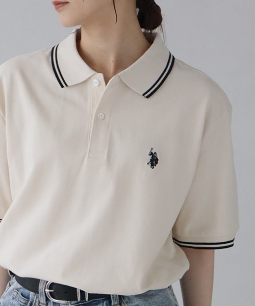 U.S. POLO ASSN.(ユーエスポロアッスン)の「【U.S. POLO ASSN./ユーエスポロアッスン】ワンポイントポニー刺繍 リブライン 綿100% 鹿の子 半袖ポロシャツ(ポロシャツ・メンズ・ダークブラウン/ネイビー/グリーン/アイボリー/ブラック×ホワイト/ブルーグレー/キャメル/ブラック×ゴールド/サーモンピンク/スミクロ/ブラック×カーキ/ブラック系1/ネイビー系1/グレー・M/L/XL/S)」の2枚目の写真