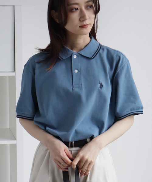 U.S. POLO ASSN.(ユーエスポロアッスン)の「【U.S. POLO ASSN./ユーエスポロアッスン】ワンポイントポニー刺繍 リブライン 綿100% 鹿の子 半袖ポロシャツ(ポロシャツ・メンズ・ダークブラウン/ネイビー/グリーン/アイボリー/ブラック×ホワイト/ブルーグレー/キャメル/ブラック×ゴールド/サーモンピンク/スミクロ/ブラック×カーキ/ブラック系1/ネイビー系1/グレー・M/L/XL/S)」の8枚目の写真