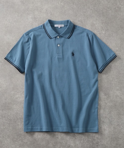 U.S. POLO ASSN.(ユーエスポロアッスン)の「【U.S. POLO ASSN./ユーエスポロアッスン】ワンポイントポニー刺繍 リブライン 綿100% 鹿の子 半袖ポロシャツ(ポロシャツ・メンズ・ダークブラウン/ネイビー/グリーン/アイボリー/ブラック×ホワイト/ブルーグレー/キャメル/ブラック×ゴールド/サーモンピンク/スミクロ/ブラック×カーキ/ブラック系1/ネイビー系1/グレー・M/L/XL/S)」の21枚目の写真