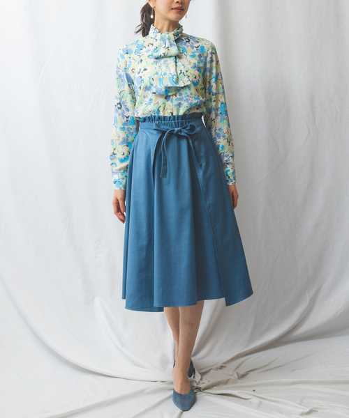 NARACAMICIE（ナラカミーチェ）の「【NARACAMICIE】花柄プリント長袖ボウタイブラウス（シャツ/ブラウス・レディース・ピンク/ブルー・S/L/XL/XXL/M）」の19枚目の写真