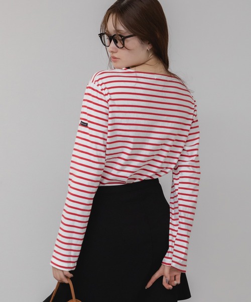 HEILIS(ヘイリス)の「ベーシックボーダー長袖カットソー/韓国 オーバーサイズ シンプル カジュアル フェミニン レッド ネイビー ブルー ライトブルー 春服 夏服 秋服 長袖 トップス ノームコア シティガール 赤トップス インナー ロンT レイヤード(Tシャツ/カットソー・レディース・ネイビー/レッド/ライトブルー/ダークブルー・FREE)」の7枚目の写真