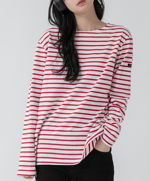セール】ベーシックボーダー長袖カットソー/韓国 オーバーサイズ