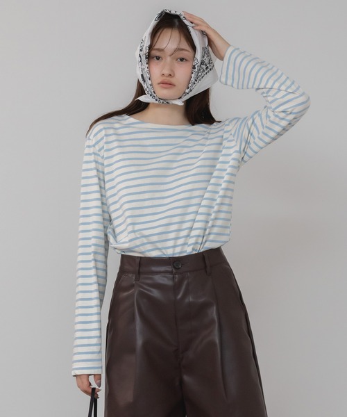 HEILIS(ヘイリス)の「ベーシックボーダー長袖カットソー/韓国 オーバーサイズ シンプル カジュアル フェミニン レッド ネイビー ブルー ライトブルー 春服 夏服 秋服 長袖 トップス ノームコア シティガール 赤トップス インナー ロンT レイヤード(Tシャツ/カットソー・レディース・ネイビー/レッド/ライトブルー/ダークブルー・FREE)」の18枚目の写真