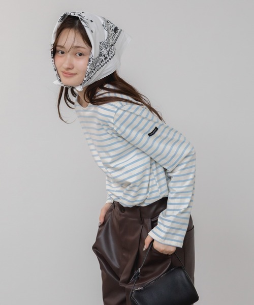 HEILIS(ヘイリス)の「ベーシックボーダー長袖カットソー/韓国 オーバーサイズ シンプル カジュアル フェミニン レッド ネイビー ブルー ライトブルー 春服 夏服 秋服 長袖 トップス ノームコア シティガール 赤トップス インナー ロンT レイヤード(Tシャツ/カットソー・レディース・ネイビー/レッド/ライトブルー/ダークブルー・FREE)」の17枚目の写真