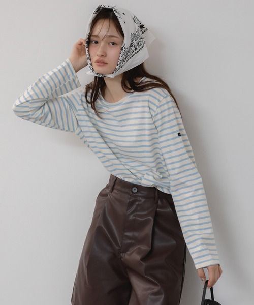 HEILIS(ヘイリス)の「ベーシックボーダー長袖カットソー/韓国 オーバーサイズ シンプル カジュアル フェミニン レッド ネイビー ブルー ライトブルー 春服 夏服 秋服 長袖 トップス ノームコア シティガール 赤トップス インナー ロンT レイヤード(Tシャツ/カットソー・レディース・ネイビー/レッド/ライトブルー/ダークブルー・FREE)」の15枚目の写真