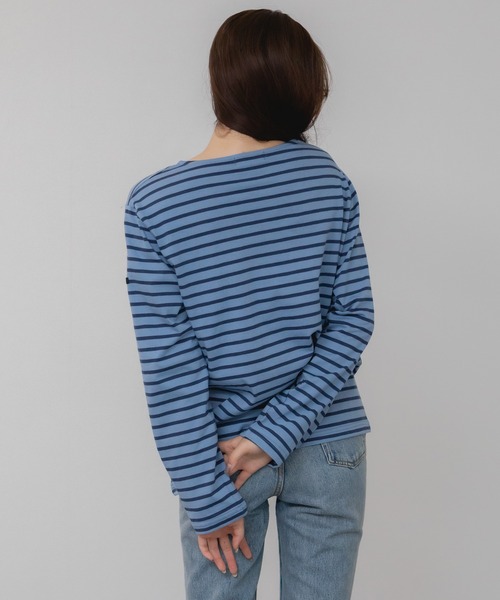 HEILIS(ヘイリス)の「ベーシックボーダー長袖カットソー/韓国 オーバーサイズ シンプル カジュアル フェミニン レッド ネイビー ブルー ライトブルー 春服 夏服 秋服 長袖 トップス ノームコア シティガール 赤トップス インナー ロンT レイヤード(Tシャツ/カットソー・レディース・ネイビー/レッド/ライトブルー/ダークブルー・FREE)」の19枚目の写真