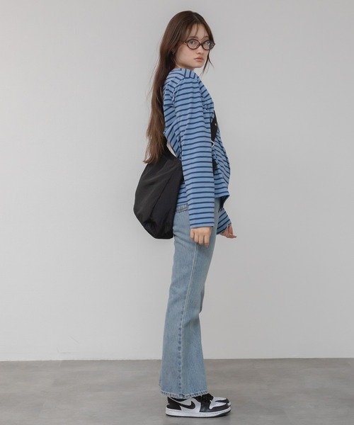 HEILIS(ヘイリス)の「ベーシックボーダー長袖カットソー/韓国 オーバーサイズ シンプル カジュアル フェミニン レッド ネイビー ブルー ライトブルー 春服 夏服 秋服 長袖 トップス ノームコア シティガール 赤トップス インナー ロンT レイヤード(Tシャツ/カットソー・レディース・ネイビー/レッド/ライトブルー/ダークブルー・FREE)」の22枚目の写真