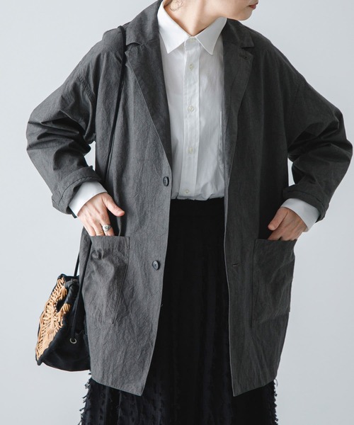 かぐれ（カグレ）の「『ユニセックス』コットンテーラードジャケット（その他アウター・レディース・ブラック/チャコールグレー/ベージュ・1/2）」の13枚目の写真