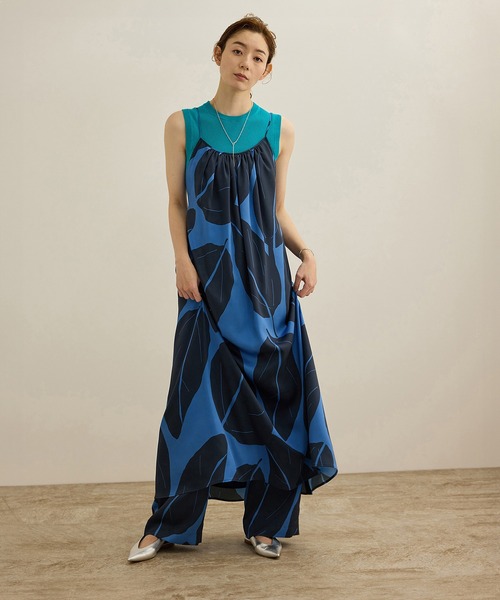 ROPE'（ロペ）の「【洗える】エクスペンド リーフキャミワンピース【DEVEAUX（デヴォー）】（ワンピース・レディース・ブルー/グリーン・FREE）」の2枚目の写真