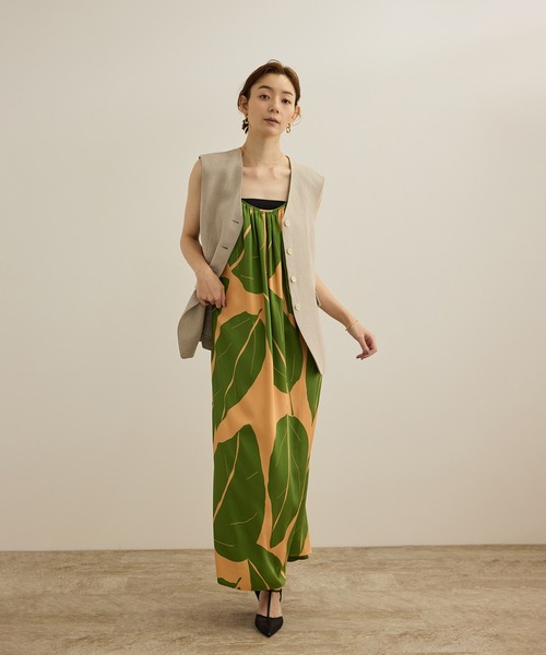ROPE'（ロペ）の「【洗える】エクスペンド リーフキャミワンピース【DEVEAUX（デヴォー）】（ワンピース・レディース・ブルー/グリーン・FREE）」の6枚目の写真