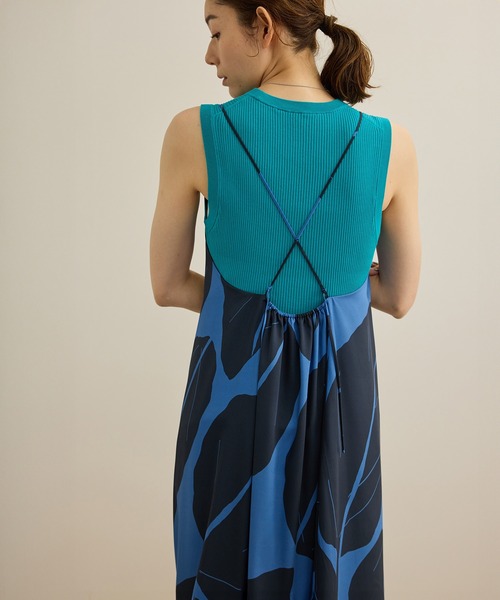 ROPE'（ロペ）の「【洗える】エクスペンド リーフキャミワンピース【DEVEAUX（デヴォー）】（ワンピース・レディース・ブルー/グリーン・FREE）」の9枚目の写真