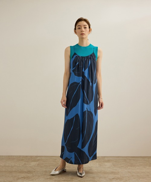 ROPE'（ロペ）の「【洗える】エクスペンド リーフキャミワンピース【DEVEAUX（デヴォー）】（ワンピース・レディース・ブルー/グリーン・FREE）」の10枚目の写真